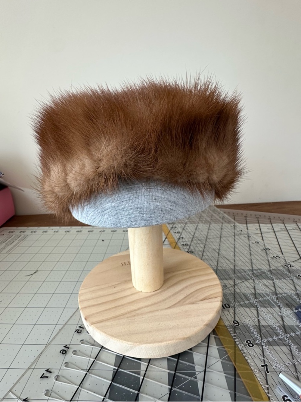 Vintage Mink Fur Hat Brown Russian Style Winter Hat Mob Wife Aesthetic Retro